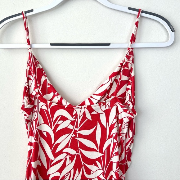 Vintage Silk Diane Von Furstenberg Red Leaf Print Midi Dress - Picture 5 of 6